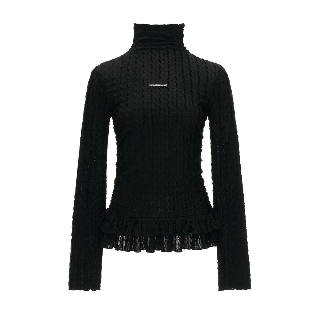 MAMC Double-Layer Lace High-Neck Slim Fit Long-Sleeve Tee