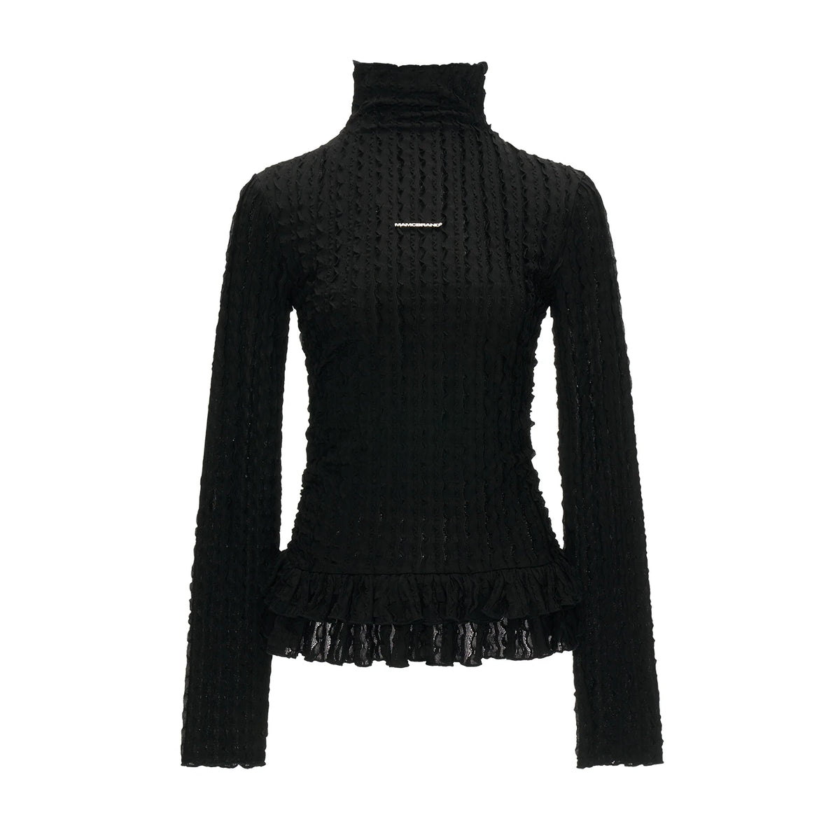MAMC Double-Layer Lace High-Neck Slim Fit Long-Sleeve Tee
