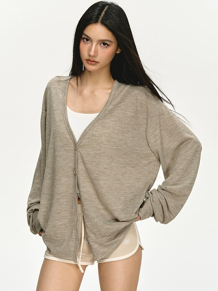 Anna Aneae Loose Thin V-neck Sunscreen Cardigan