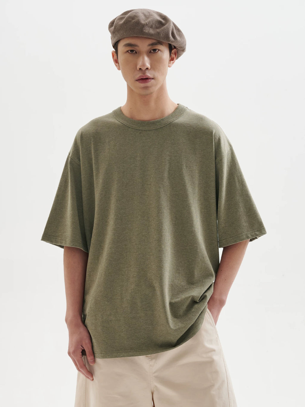 BUTTBILL Textured Cotton Loose Fit Drop-Shoulder Tee