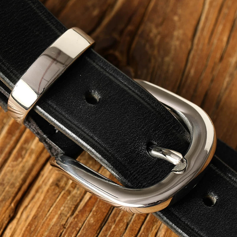 Mbbcar Stainless Steel Buckle Italian Leather Belt