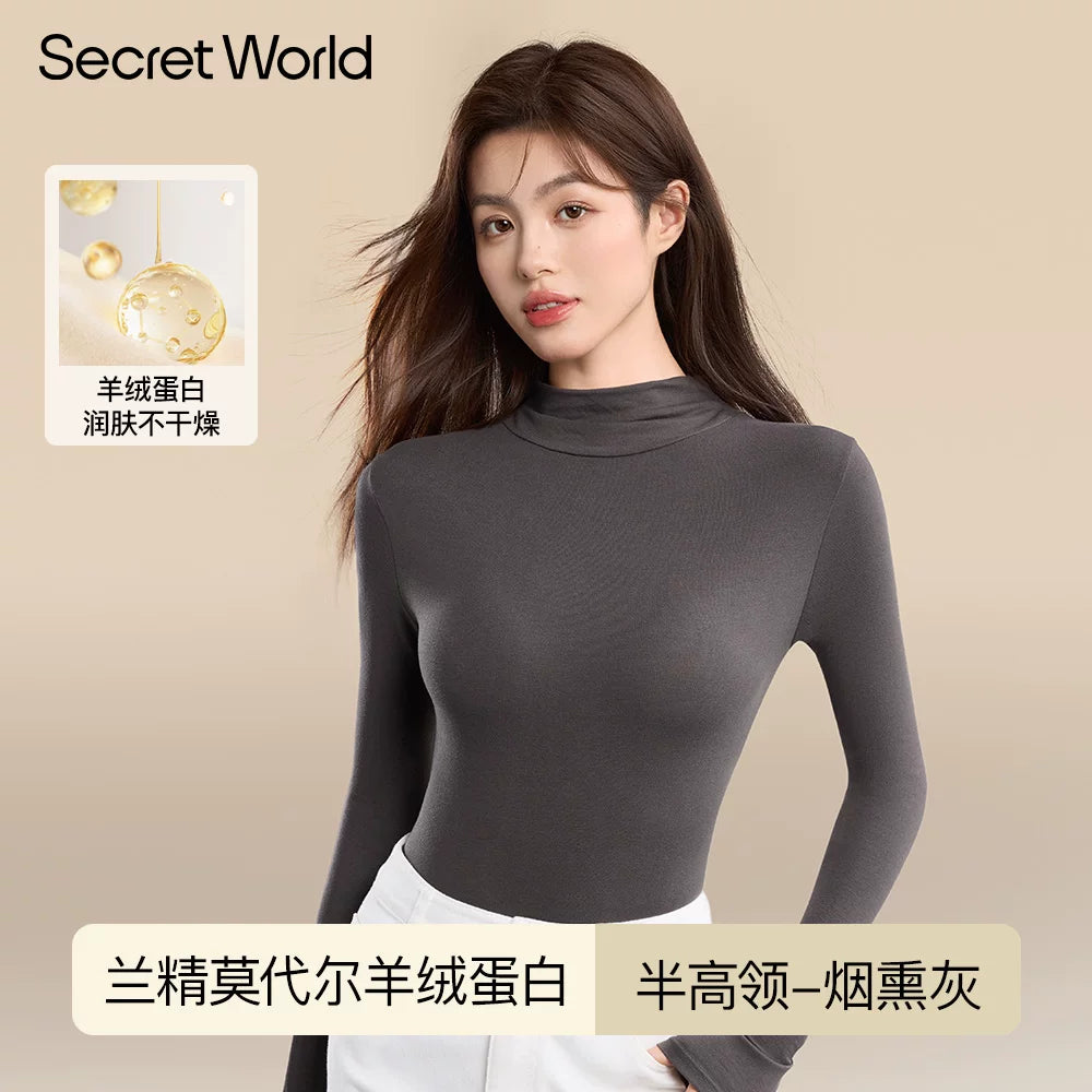 Secret World Semi-turtleneck Slim Sleeve