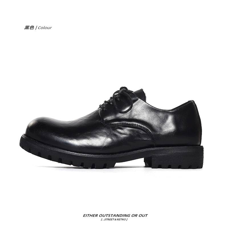 SHENLV STUDIO Washed Horse Leather Big Head Derby Shoes