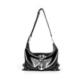 VFVF Black Faux Leather Zip-Top Shoulder Bag