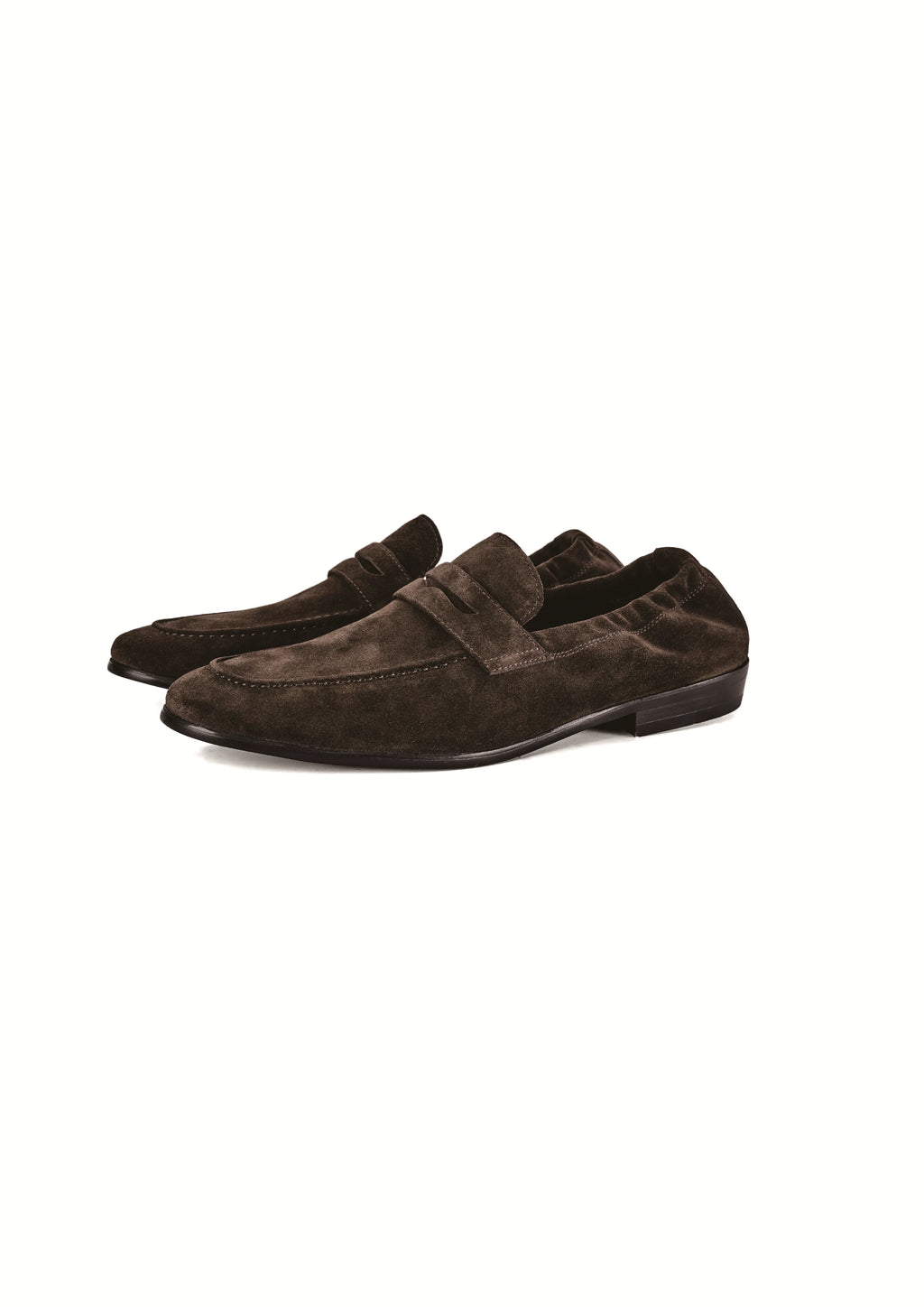 TERRAKOO Leather Penny Loafer with Elastic Goring