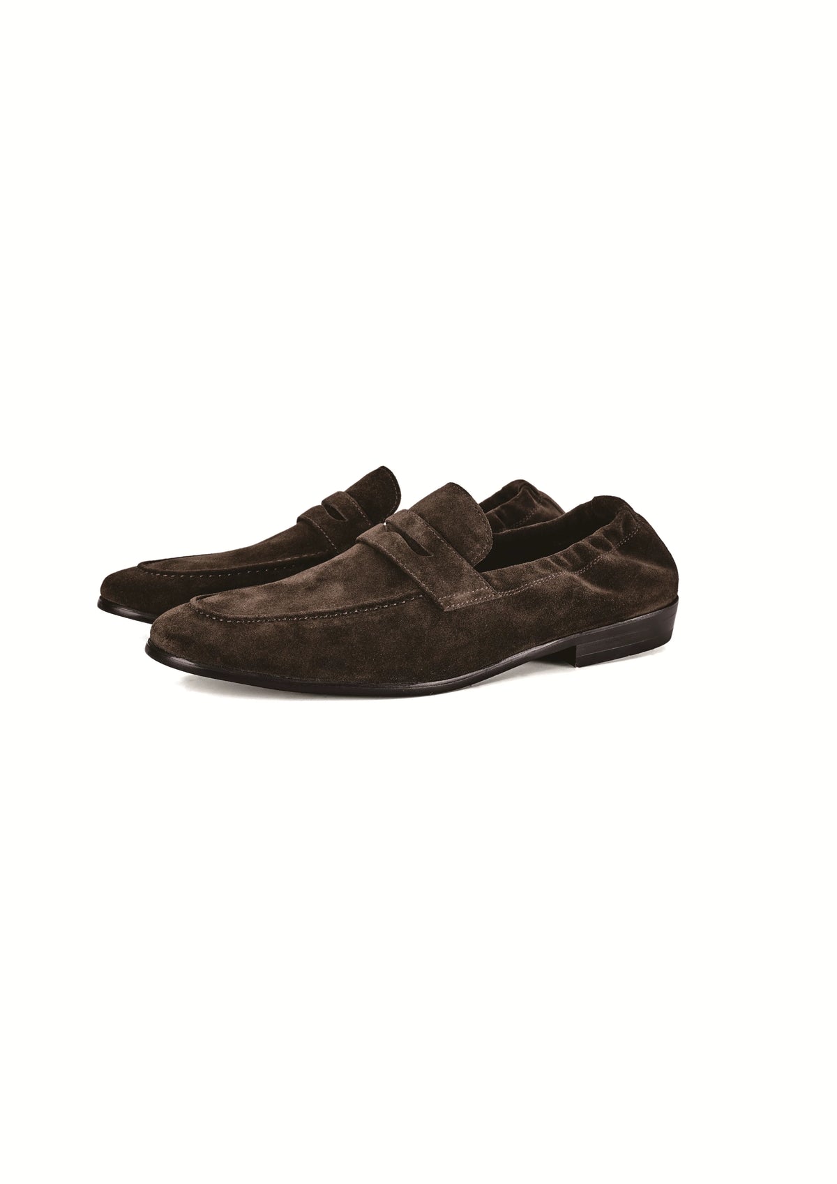 TERRAKOO Leather Penny Loafer with Elastic Goring