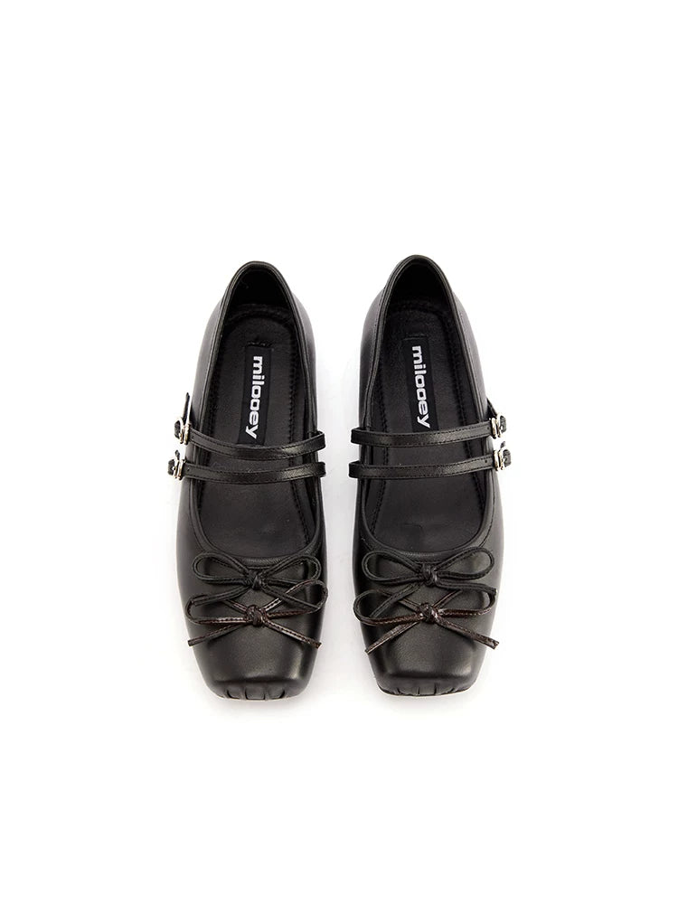 MILOOEY Leather Bow Mary Jane Ballet Flat