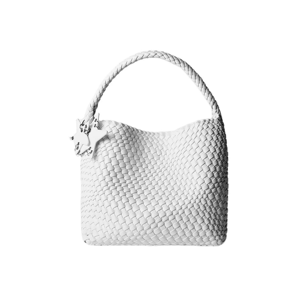 ECODAY Silver Woven Faux Leather Shoulder Bag