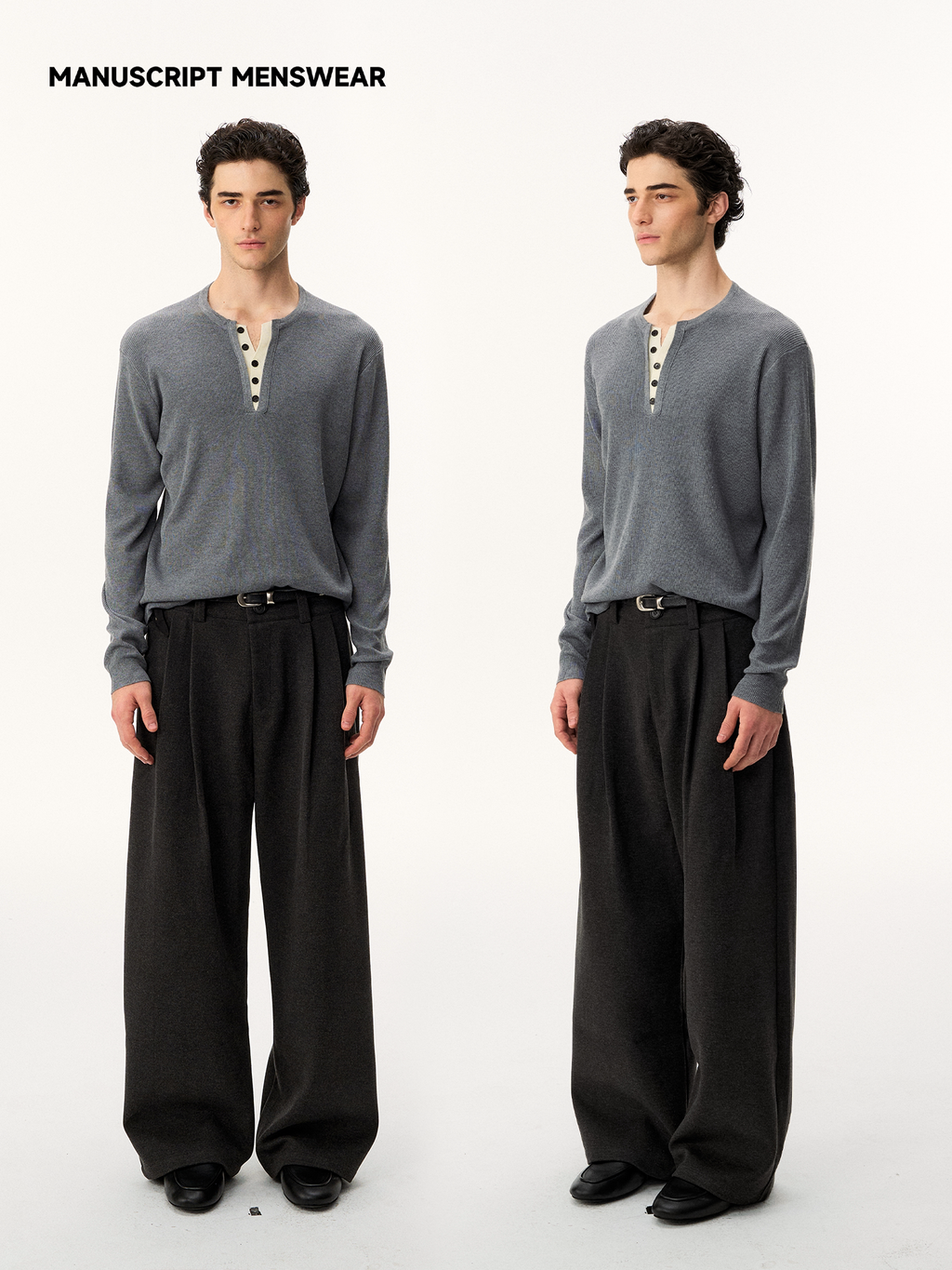 MANUSCRIPT Sailor Collar Cashmere-Blend Ribbed Knit Polo