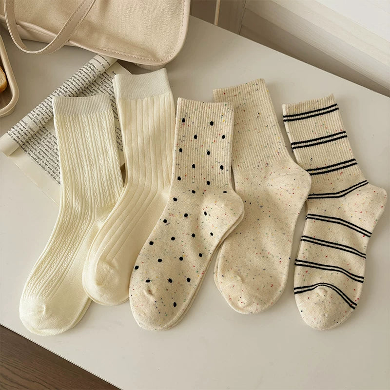 Halo Honey Moisture-Wicking Polka Dot Rolled Edge Mid-Calf Socks