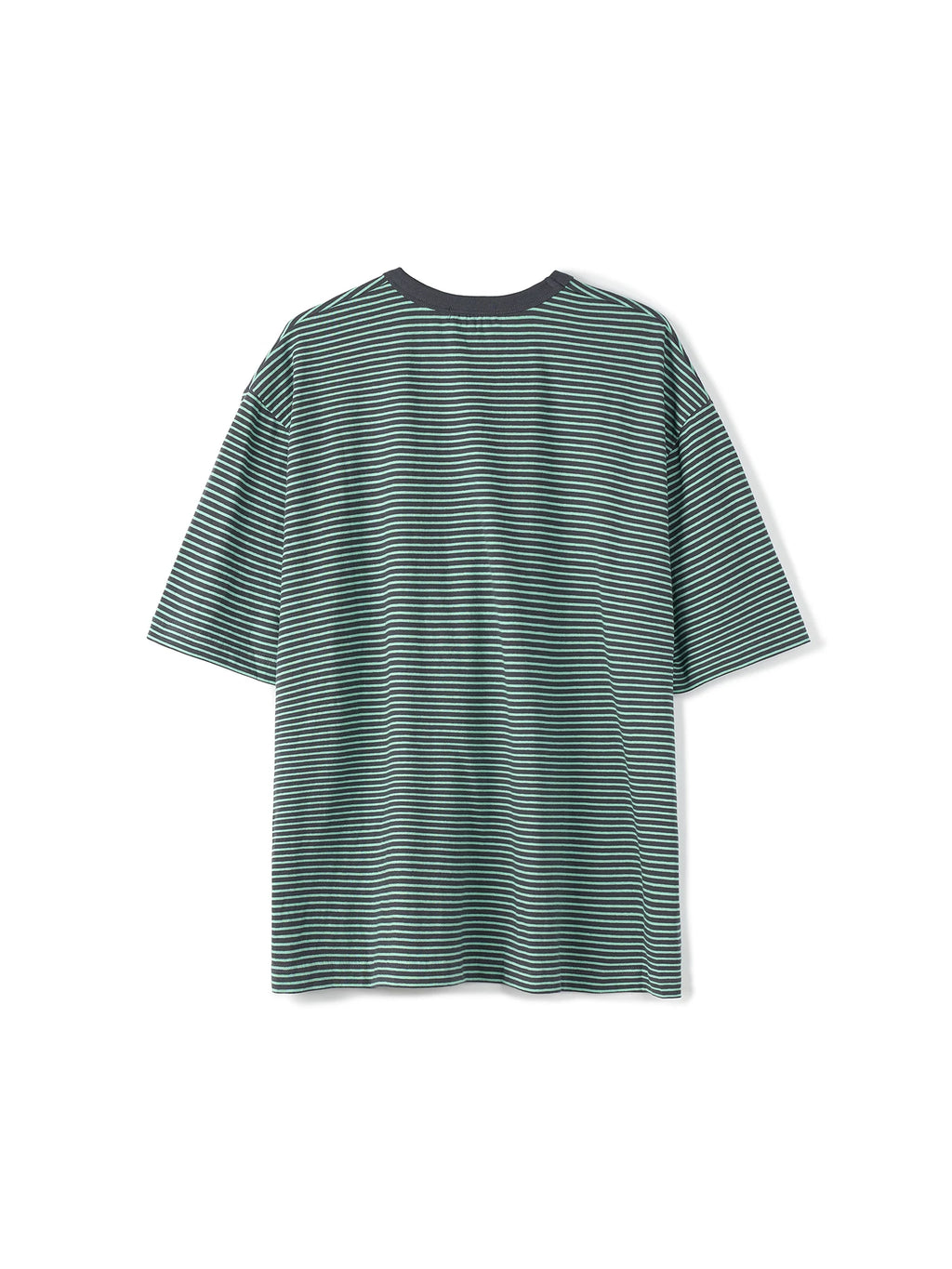 PARTIMENTO Vintage Striped Contrast Collar Loose-Fit Tee