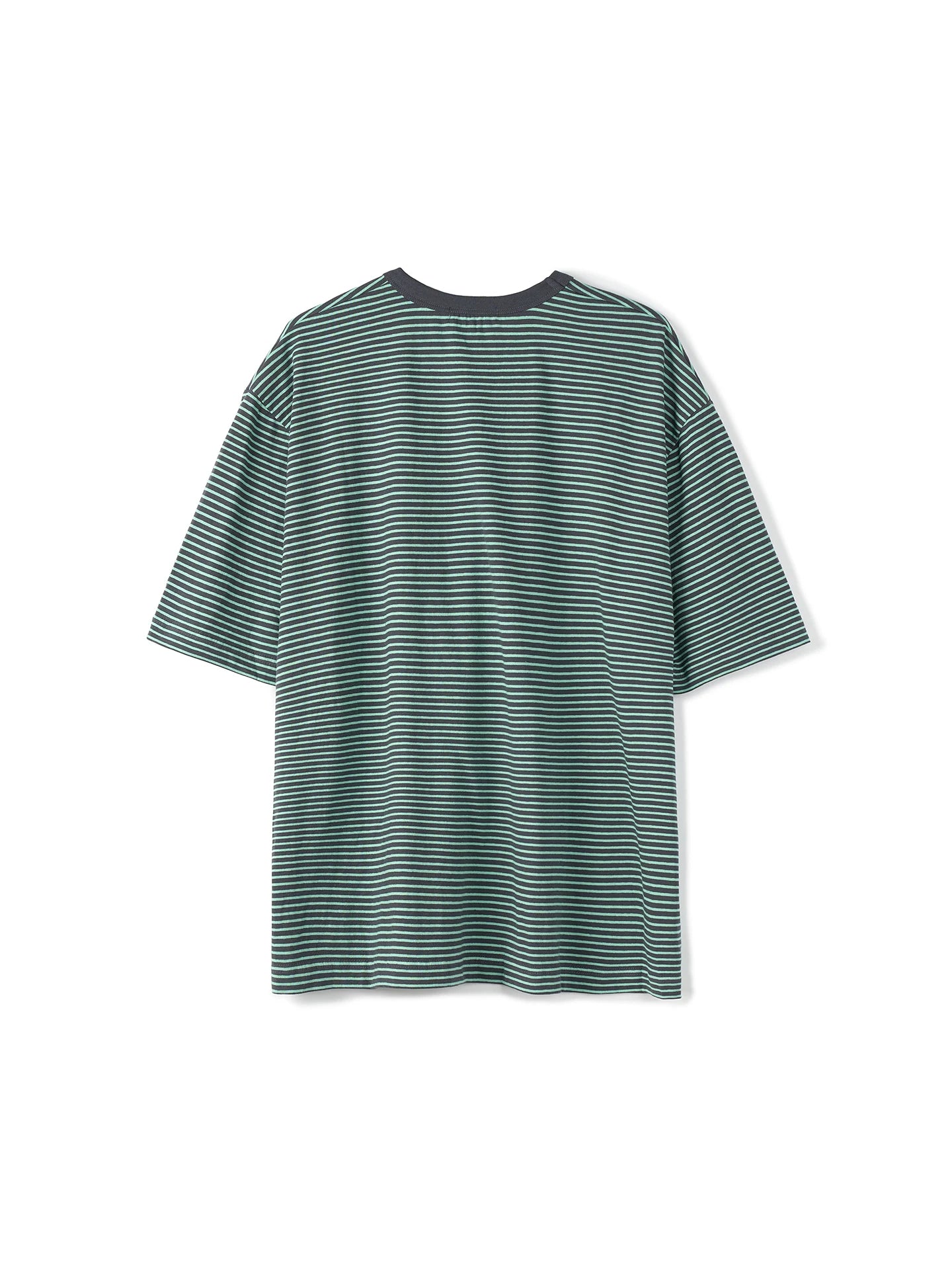 PARTIMENTO Vintage Striped Contrast Collar Loose-Fit Tee