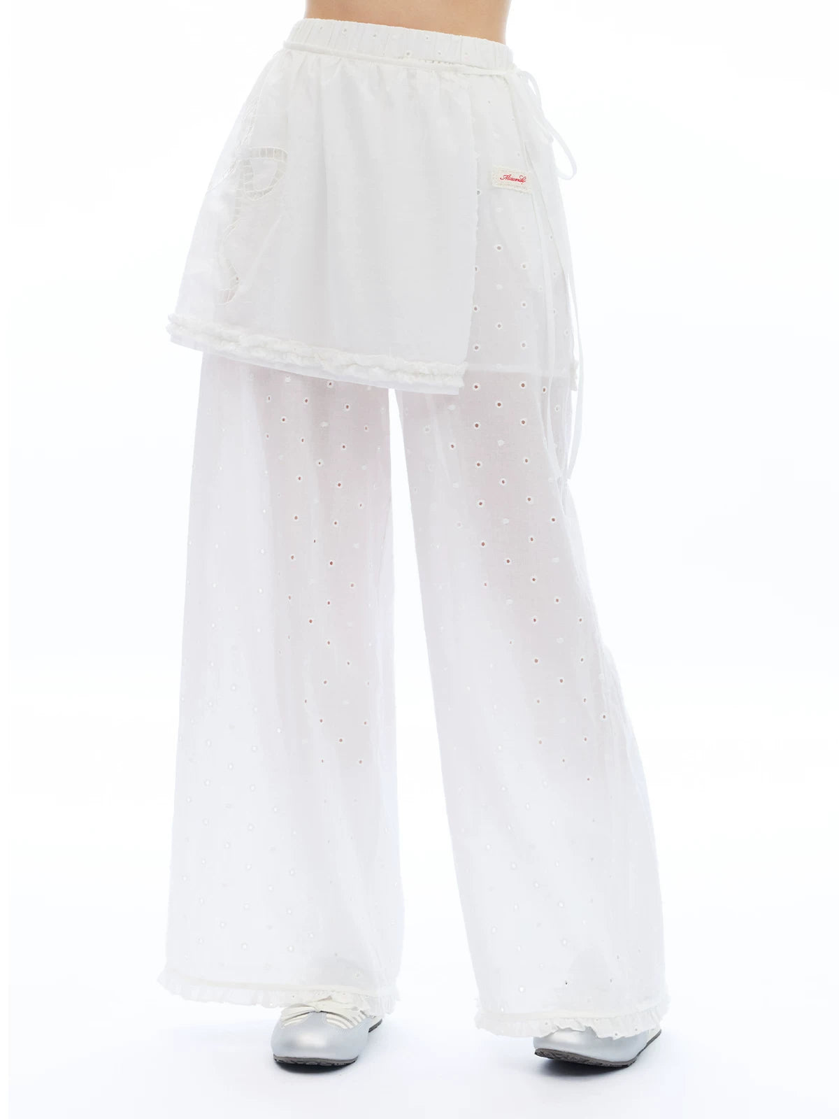 MASOOMAKE White High-Waist Wide-Leg Trousers