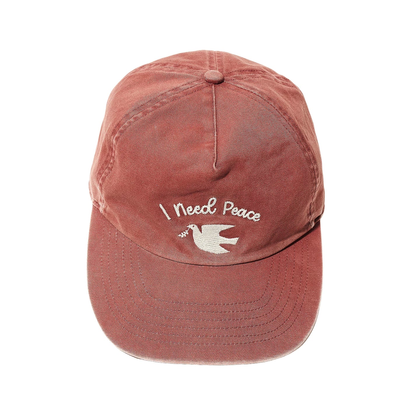 PARTIMENTO Washed Distressed Baseball Cap with Peace Dove Embroidery