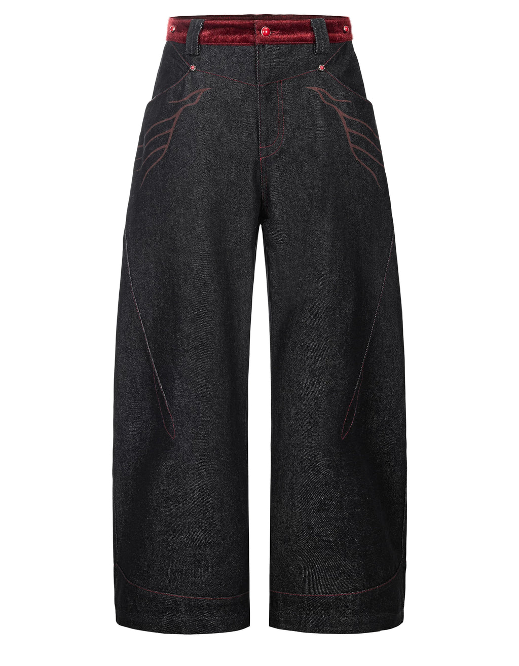 Esaias Topstitch Straight Wide-leg Jeans