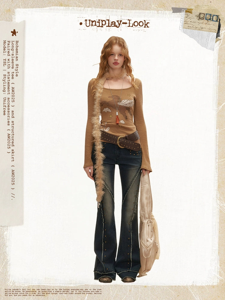 UNIREE Low-rise Slim-fit Vintage Jeans