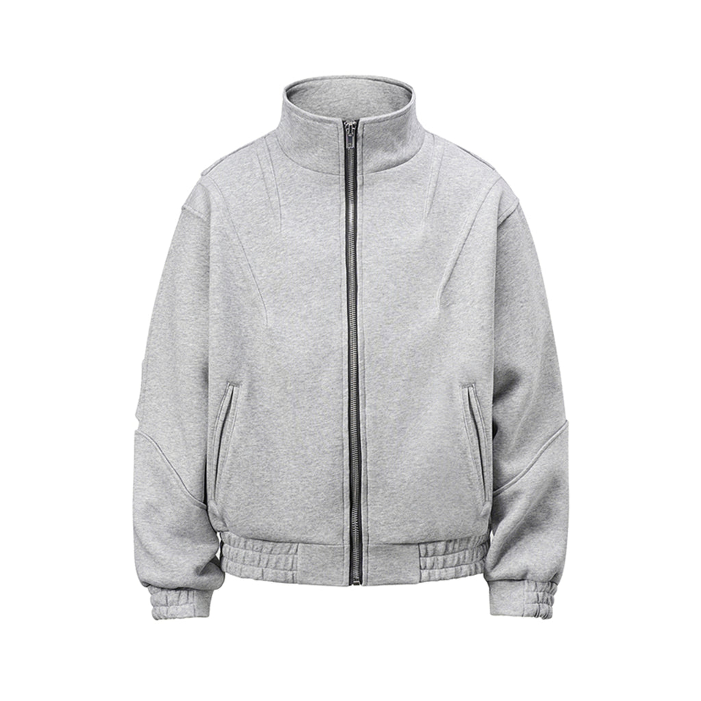 BTSG Deconstructed boxy cropped silhouette double zip jacket