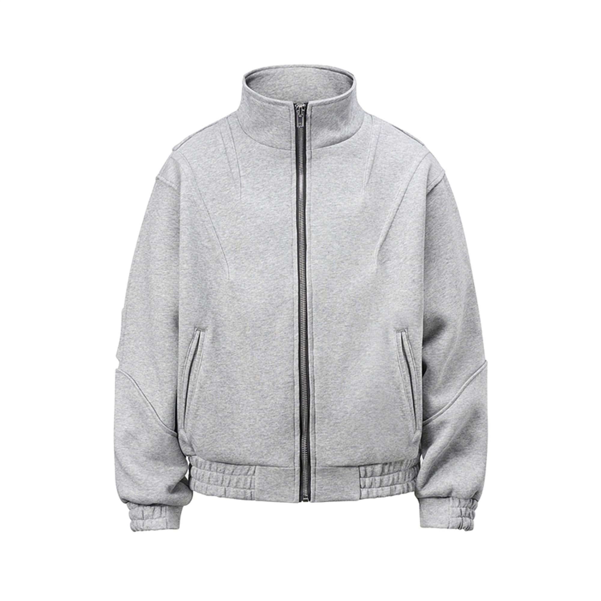BTSG Deconstructed boxy cropped silhouette double zip jacket