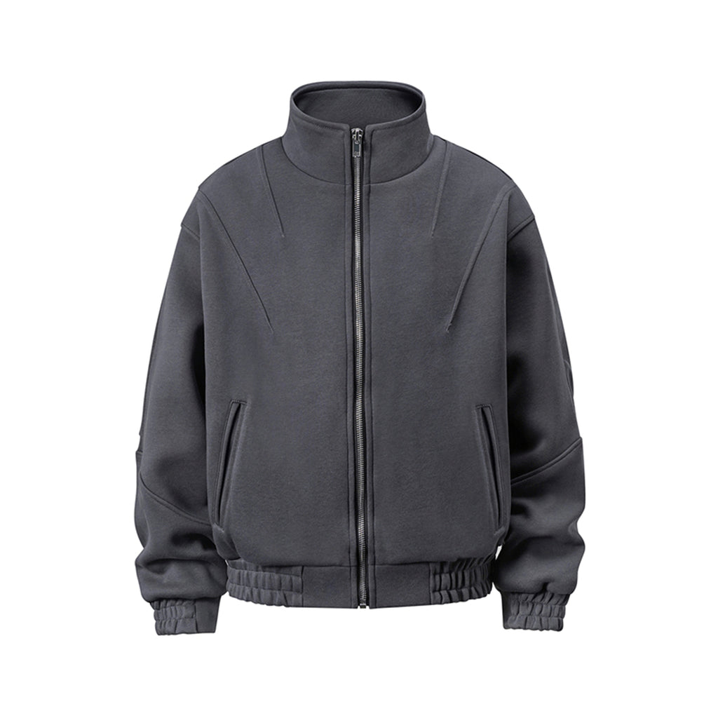 BTSG Deconstructed boxy cropped silhouette double zip jacket