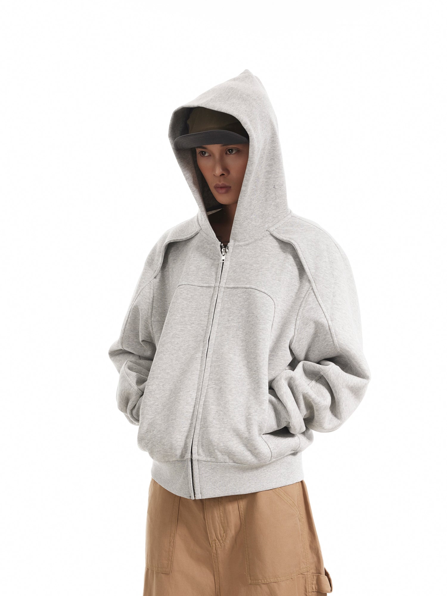 BTSG Deconstructed Cropped Fit Zipper Jacket