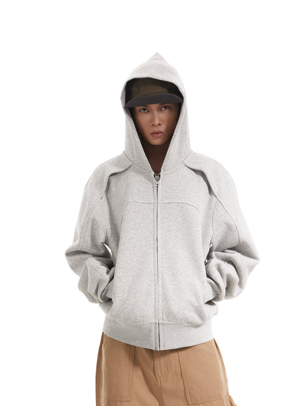 BTSG Deconstructed Cropped Fit Zipper Jacket