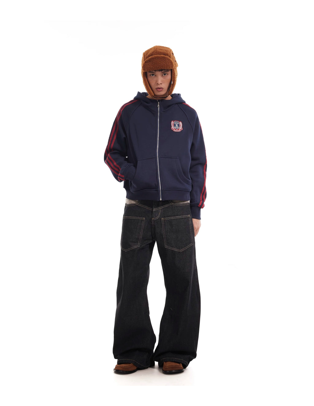 BTSG reverse stitching curved scimitar jeans