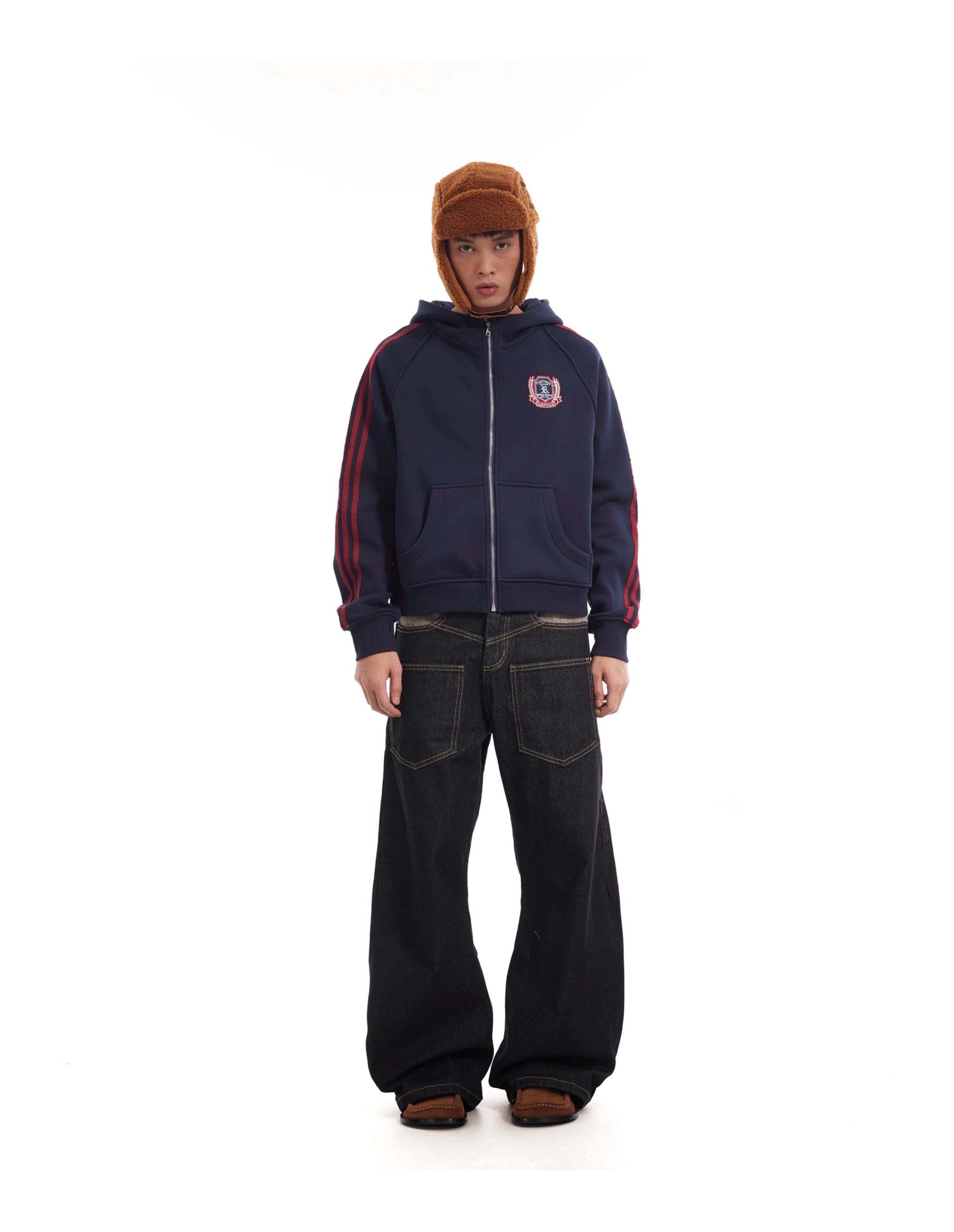 BTSG reverse stitching curved scimitar jeans