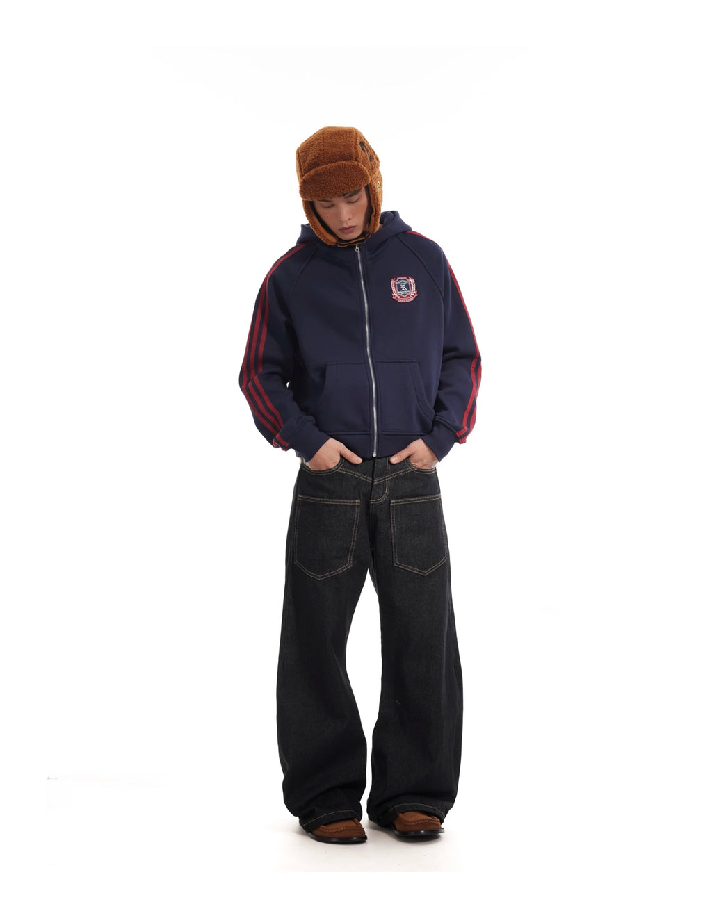 BTSG reverse stitching curved scimitar jeans