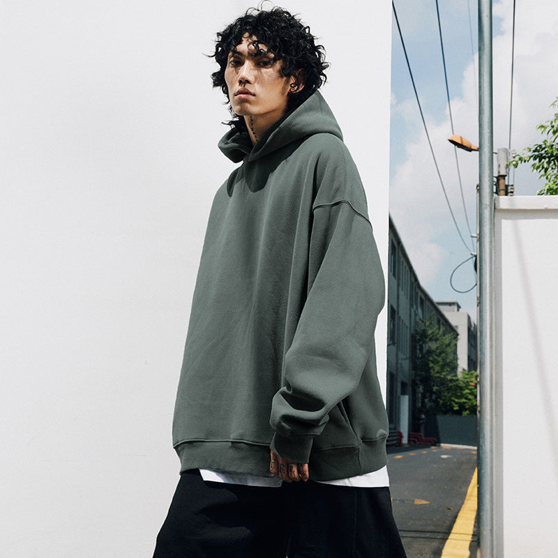 #OVDY Unisex tide thick drop shoulder casual loose solid color hoodie