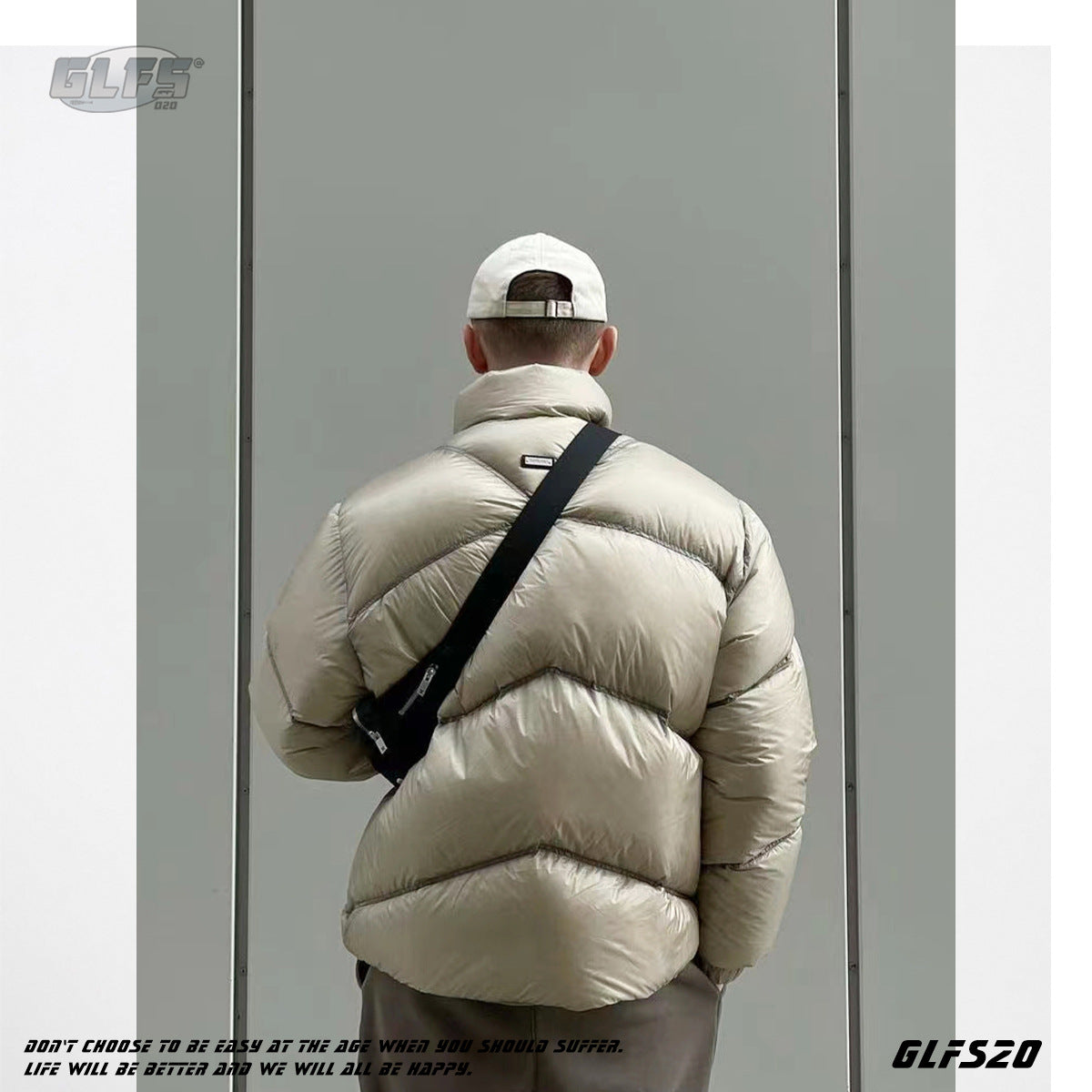 GLFS Light American Metal Street Wear Stand Collar Cotton Jacket