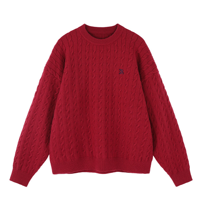 Matcha Story twist loose red sweater