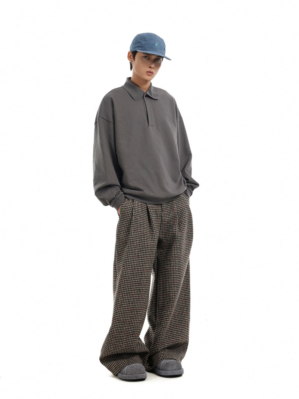 BTSG Houndstooth wool tweed slack Pants