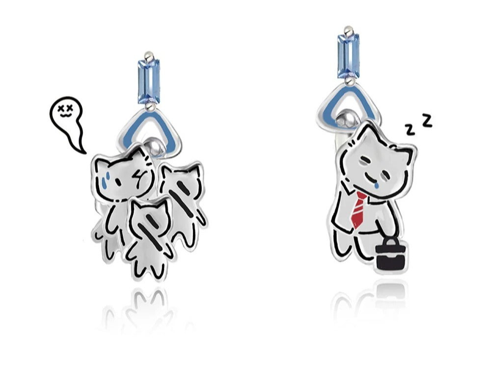 MASW Creative Cute Work Cat Stud Earrings