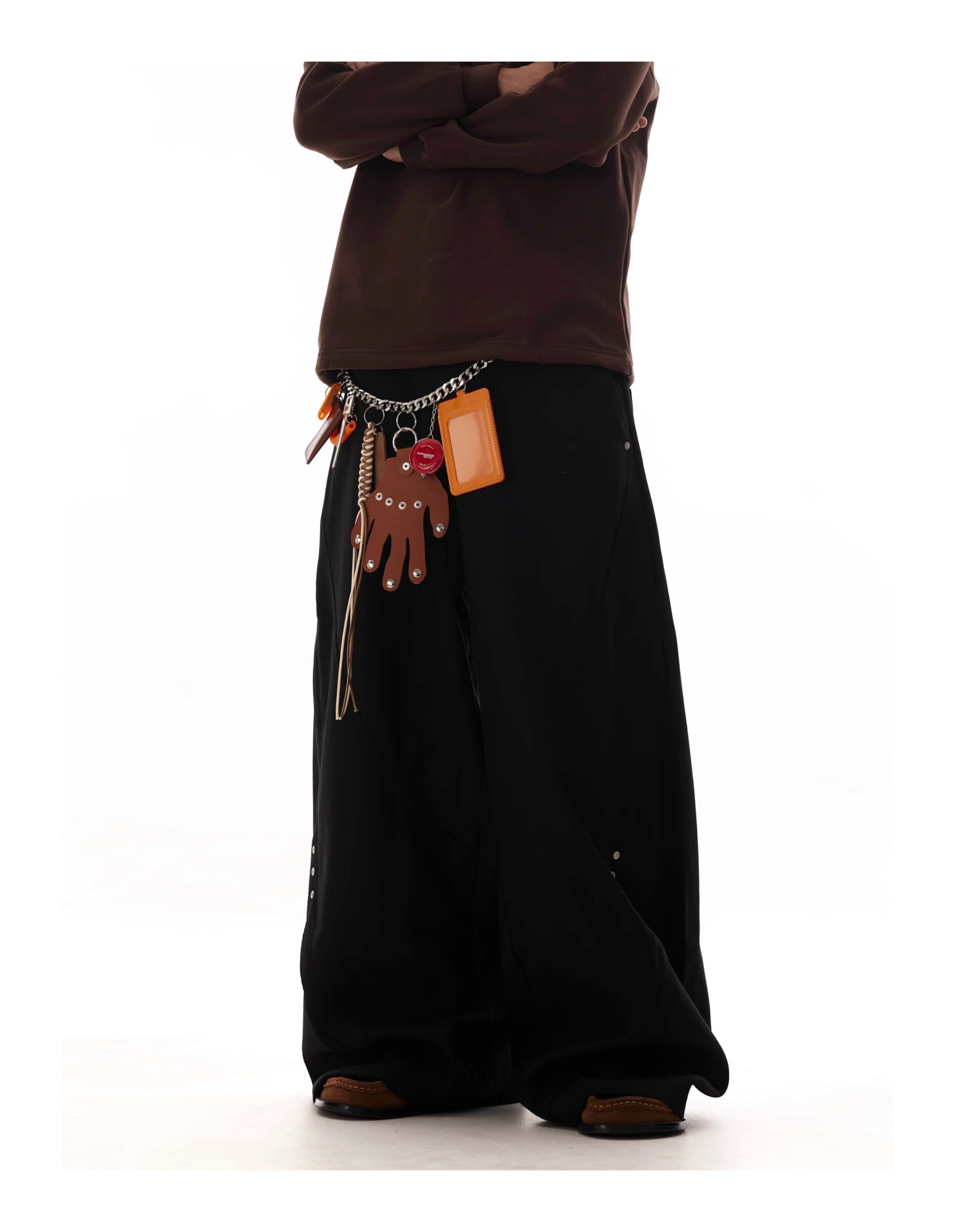 BTSG Cut Stud Silhouette Drapy Scimitar Pants