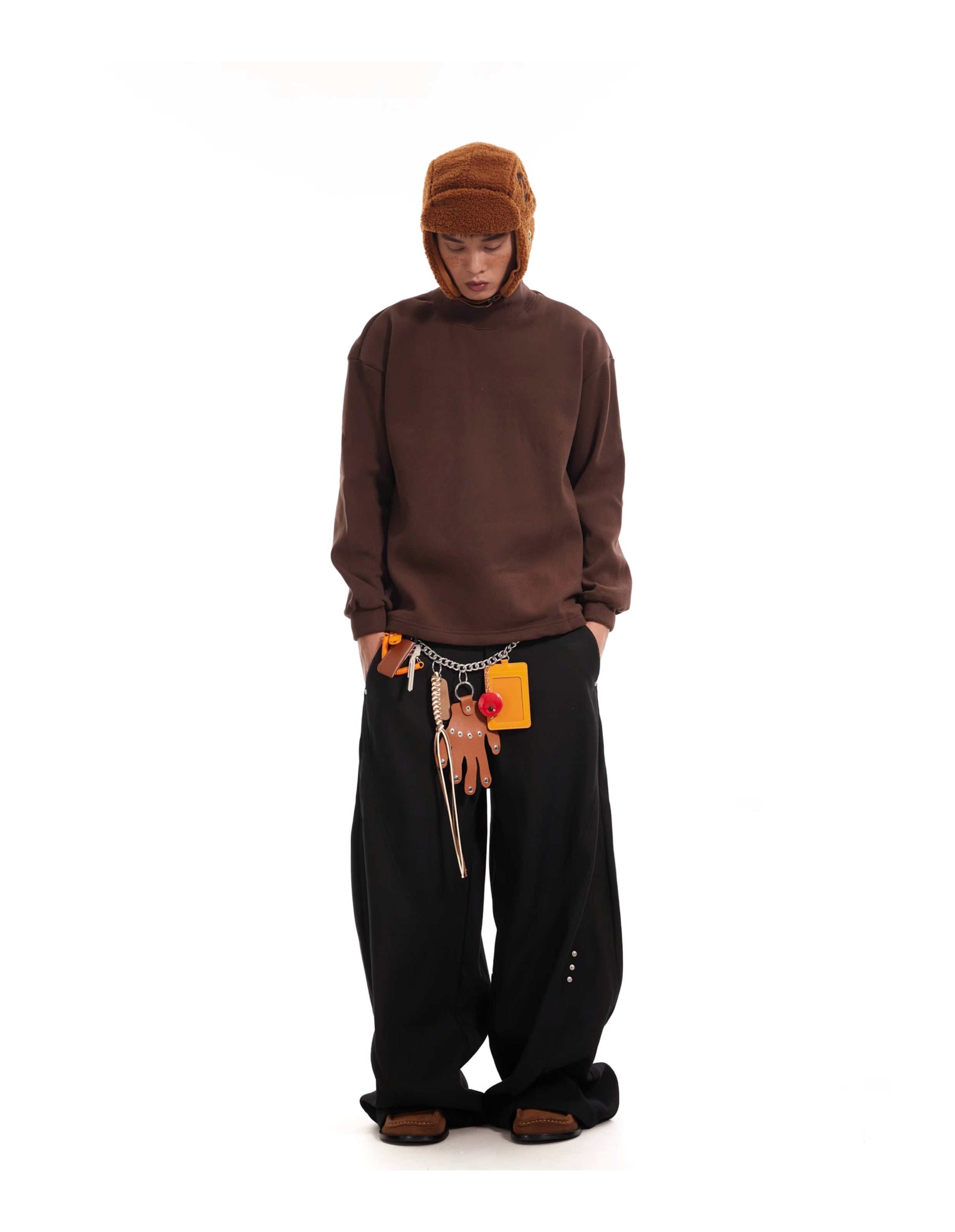 BTSG Cut Stud Silhouette Drapy Scimitar Pants