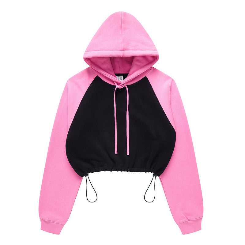 BE Contrasting Raglan BM Style Cropped Hoodie