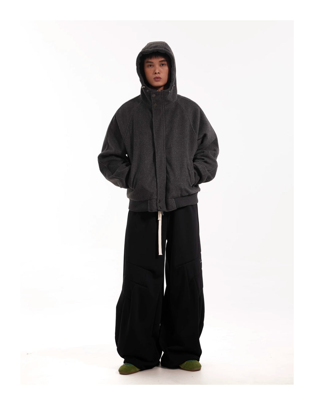 BTSG Vintage Fleece Pleated Silhouette wide-leg scimitar pants