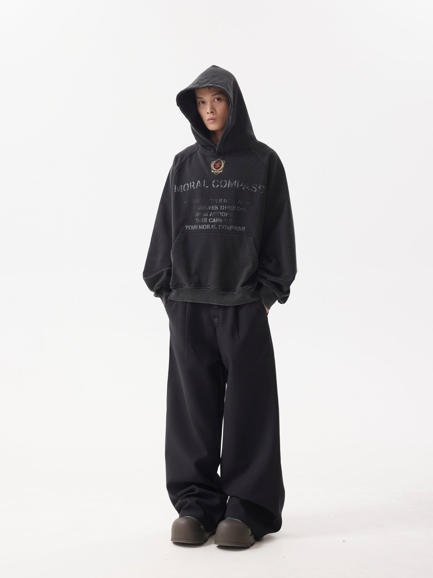 BTSG high-end multi-button wide-leg trousers