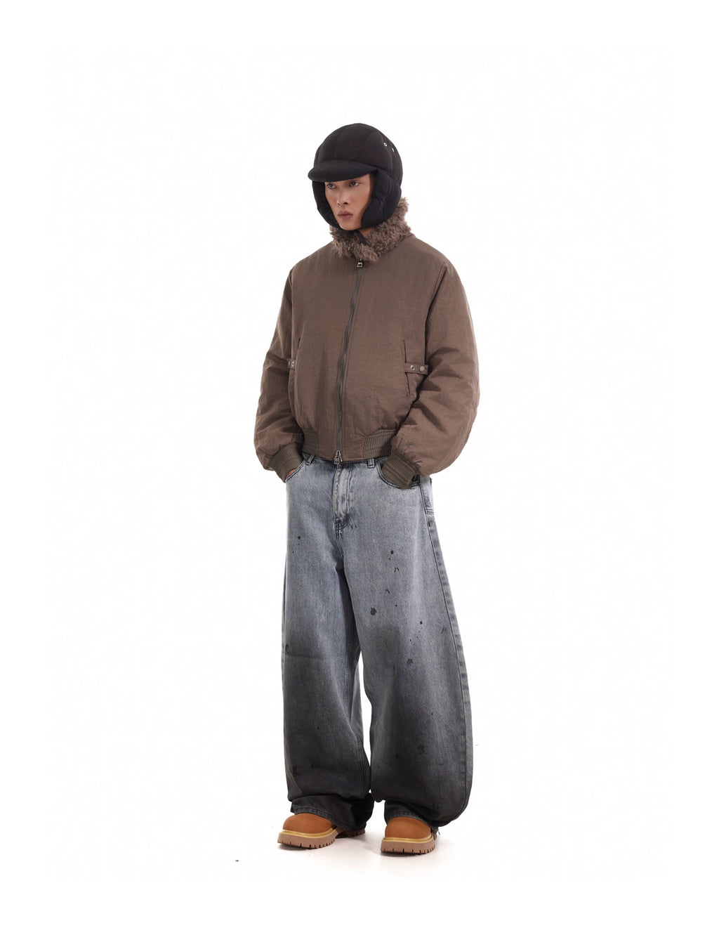 BTSG Boxy Deconstructed fleece collar jacket