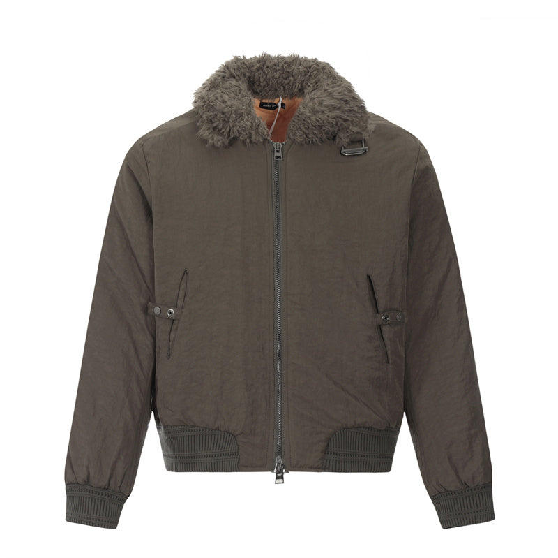 BTSG Boxy Deconstructed fleece collar jacket