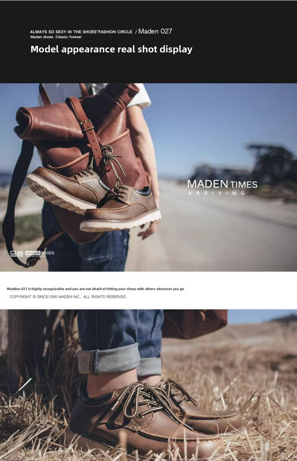 Madden tooling ow-top Martin leather Horse cowhide shoes