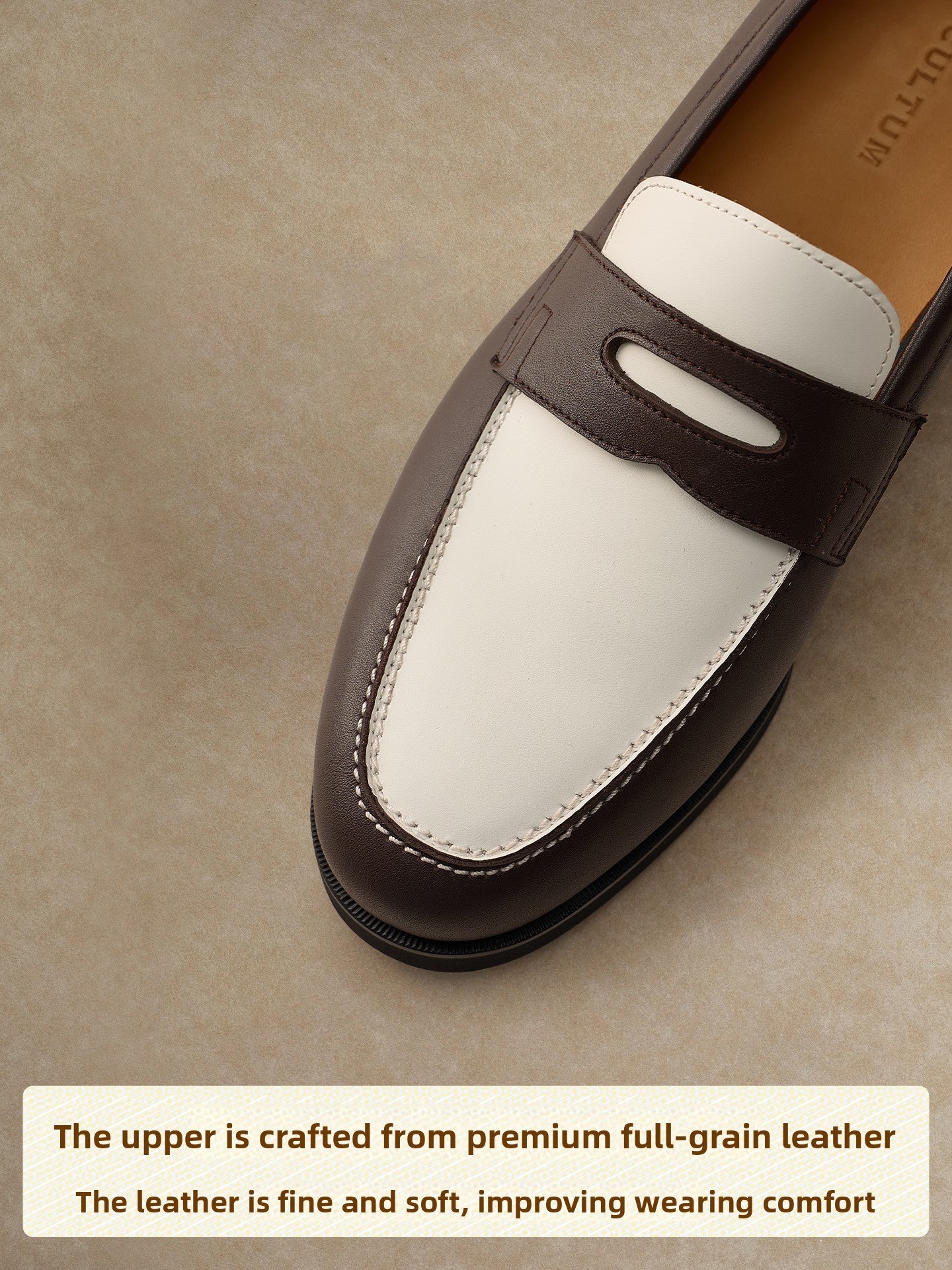 CULTUM Pure Leather Color Matching Flat Leather Shoes