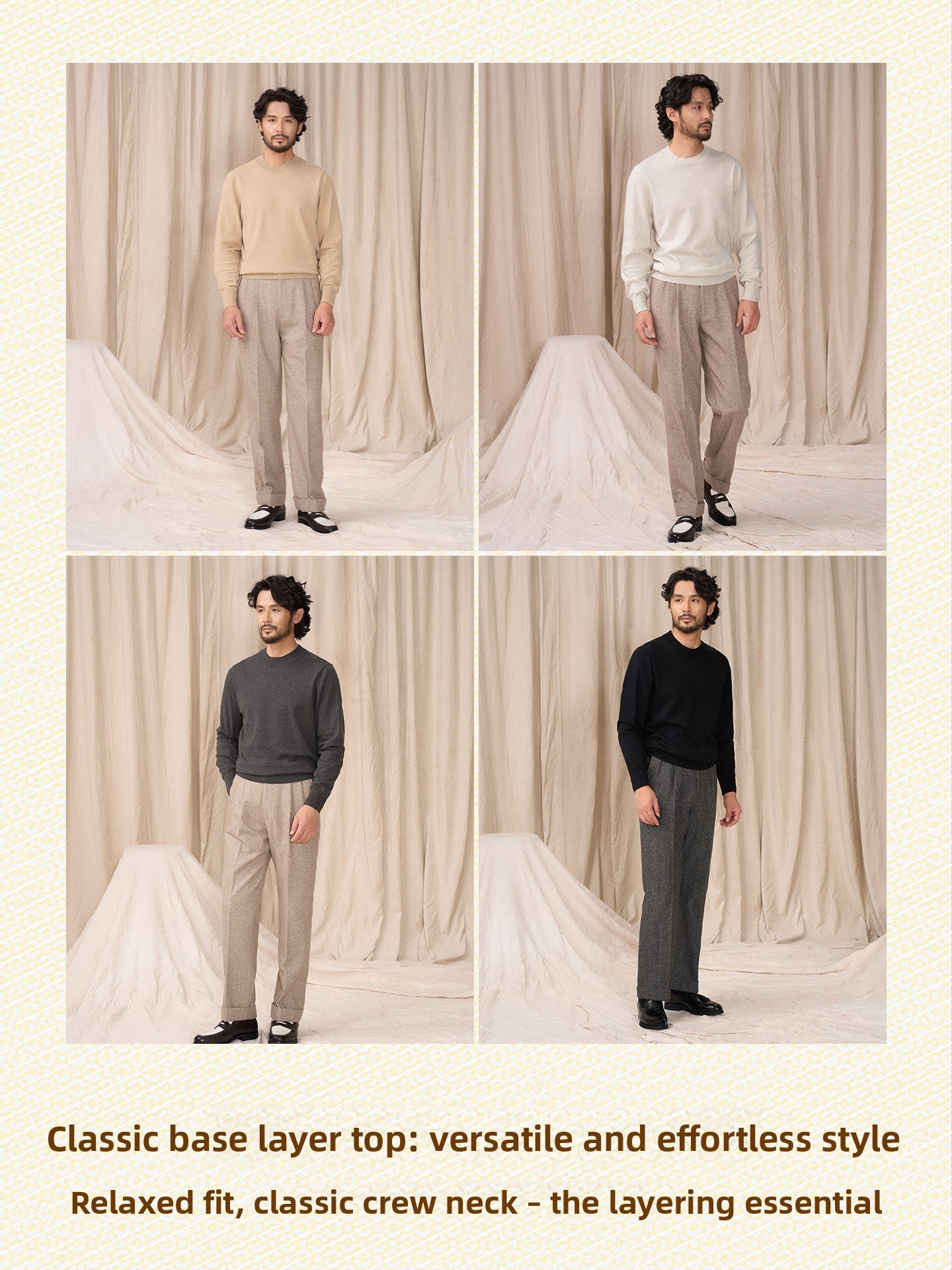 CULTUM Casual Basic Versatile Crew Neck Knitted Bottom Shirt